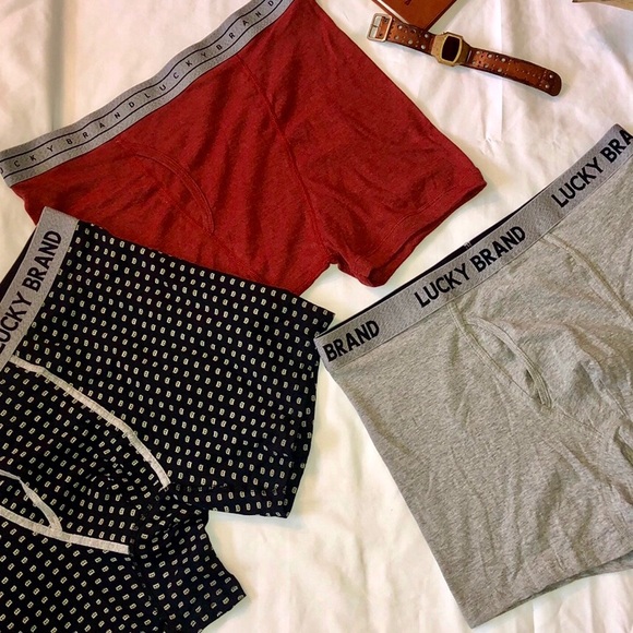 Lucky Brand Mens 3 Pack Stretch Boxer Briefs with Fly Pouch XLarge NWT